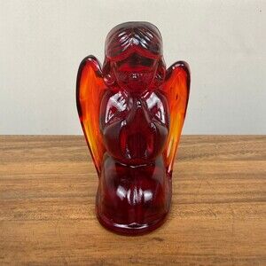 Vintage 3.75” Mosser Glass Ruby Red Amberina Praying Girl Angel Figurine